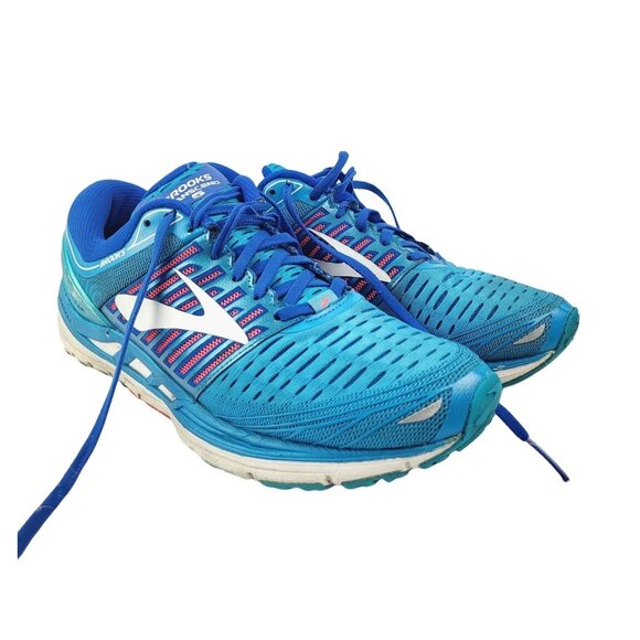 BROOKS TRANSCEND 5 WOMEN‎ BLUE PINK WHITE - Size 10 - Picture 1 of 8